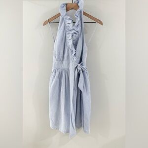 Southern Frock Ruffle Wrap Dress Blue Seersucker Size 0